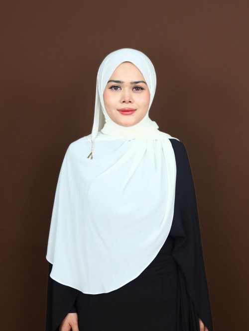 SHAWL DARLING DIAMOND CHIFFON IN CREAMY WHITE
