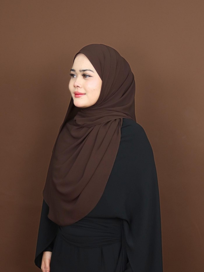 SHAWL DARLING DIAMOND CHIFFON IN DEEP BROWN