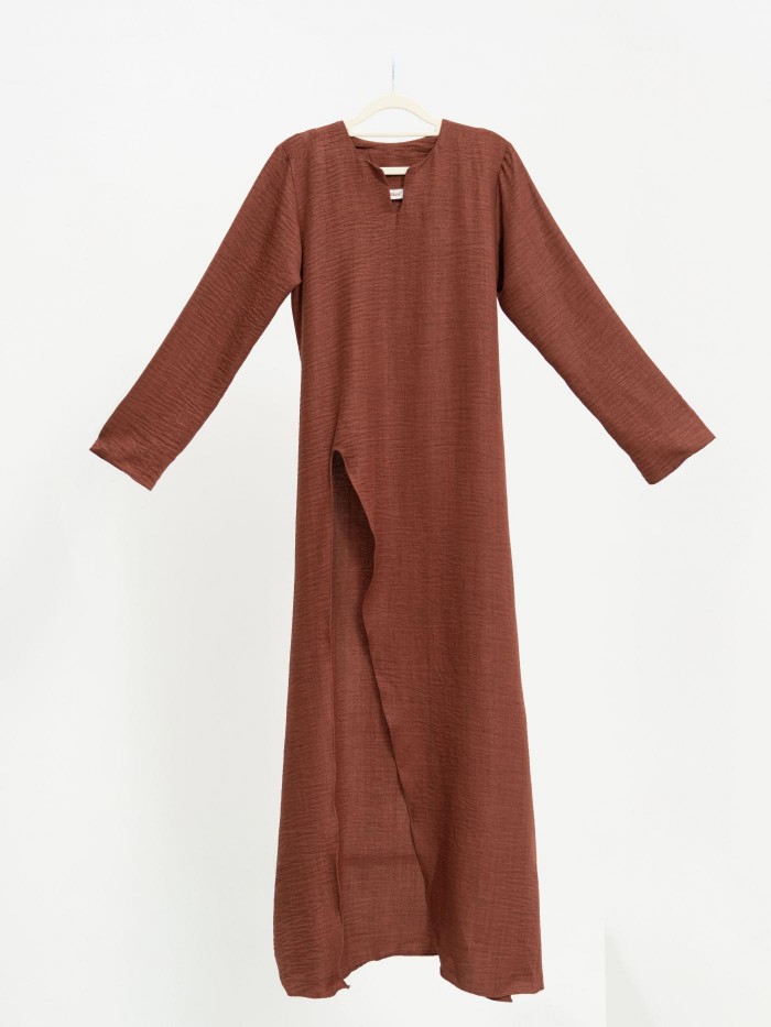 HELENA DRESS WITH PANTS IN RED BROWN [XL]