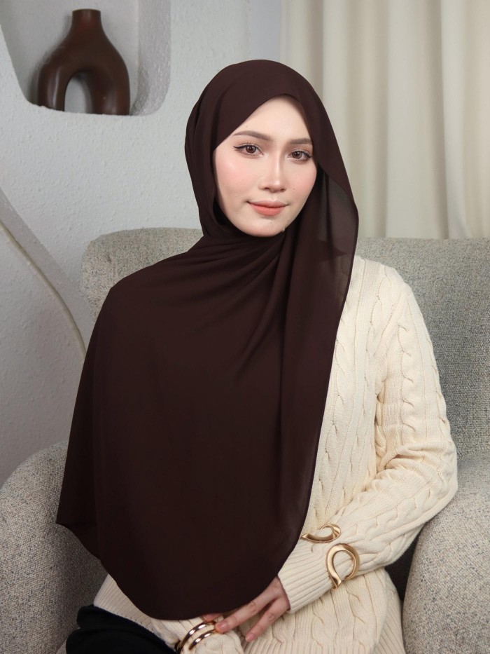 SHAWL DARLING DIAMOND CHIFFON IN DEEP BROWN