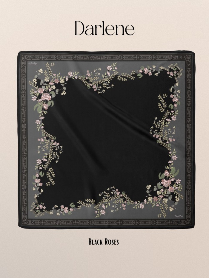 BAWAL PRINTED - DARLENE ( BLACK ROSES )