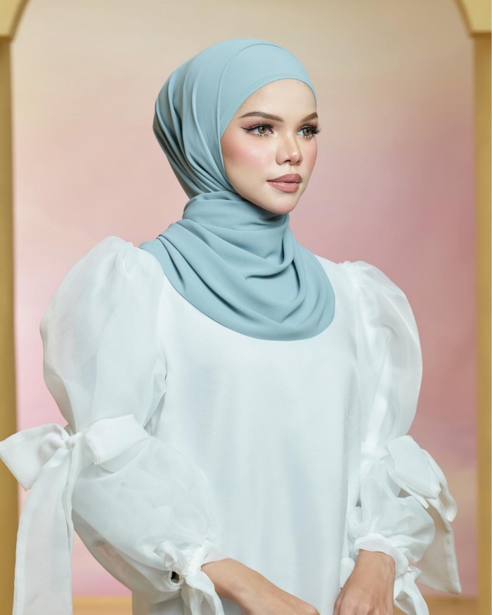 Basic Premium Chiffon Shawl (Misty Blue)